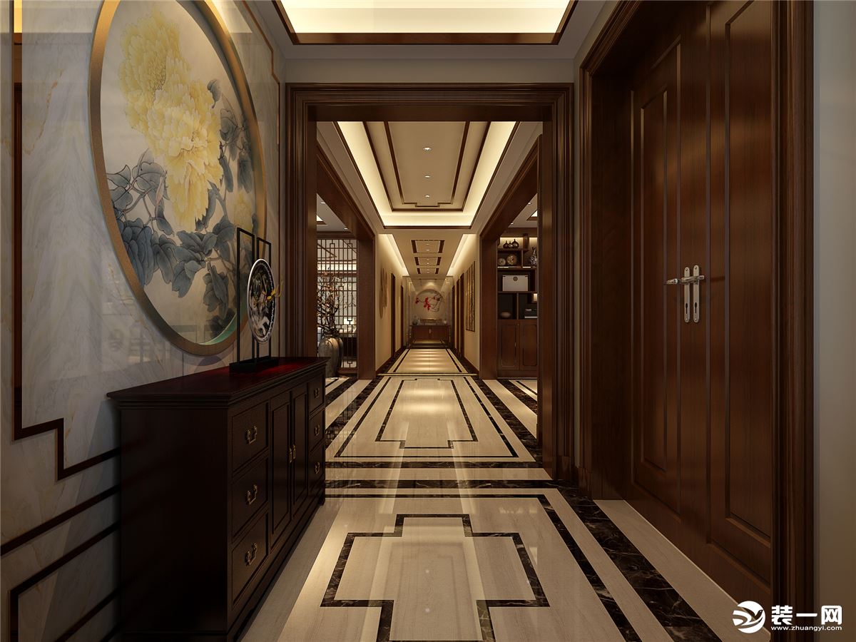 远洋公馆中式风格装修效果图--设计师武翠翠