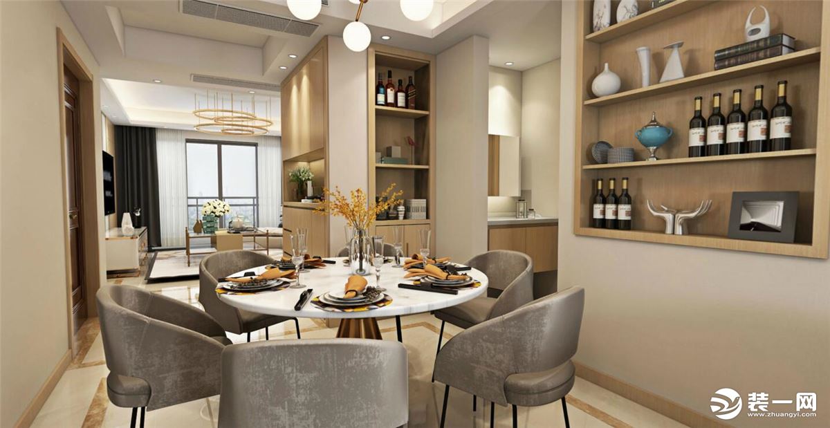 浙江台州亿邦豪庭130平三居室现代装修效果图餐厅