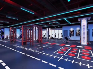 现代风格健身房会所装修效果图器械区