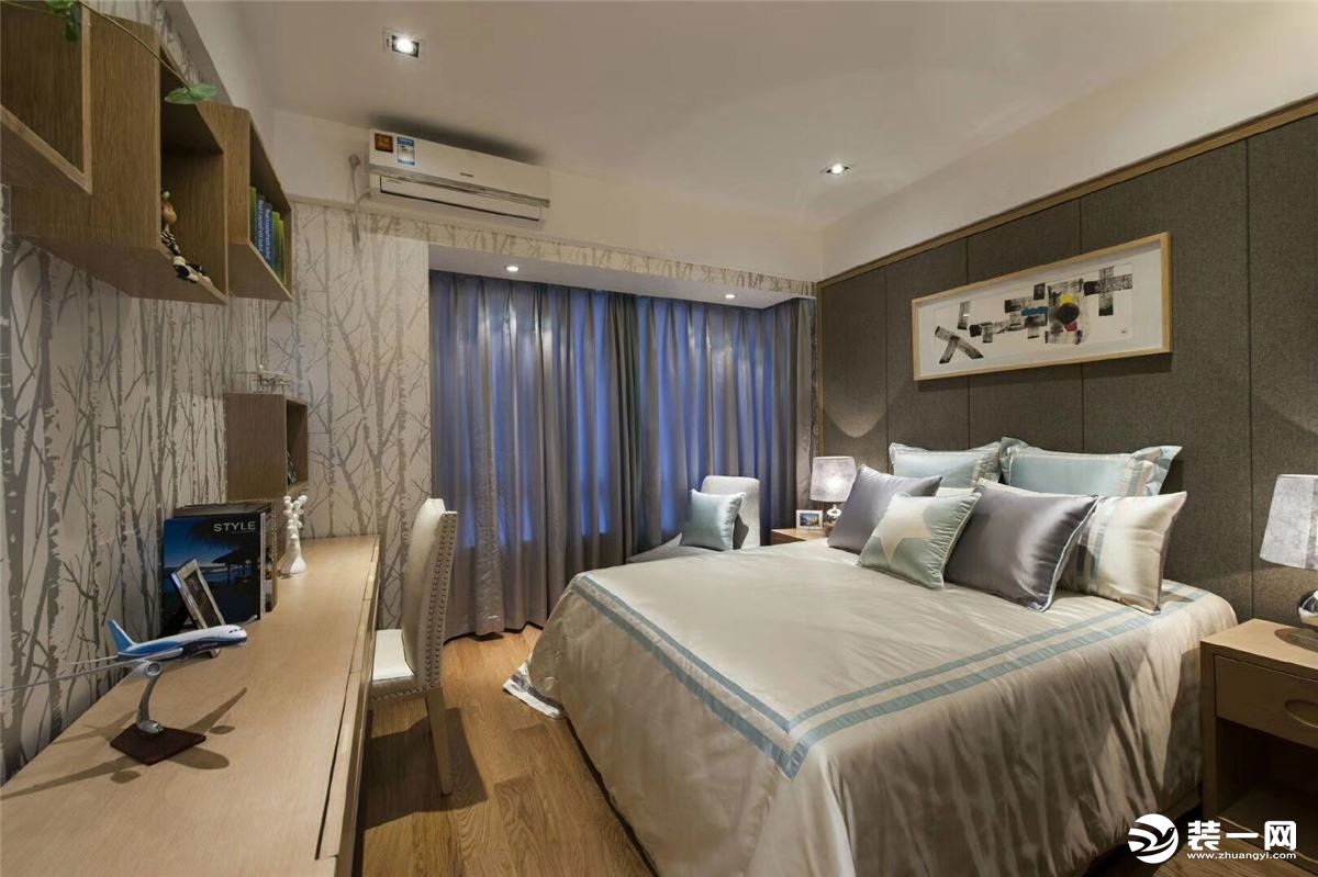 乌鲁木齐坤和园163平四居室新中式风格效果图卧室