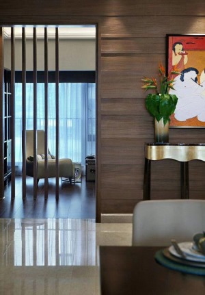 乌鲁木齐昊元尚品240平四居室新中式风格效果图客厅一角