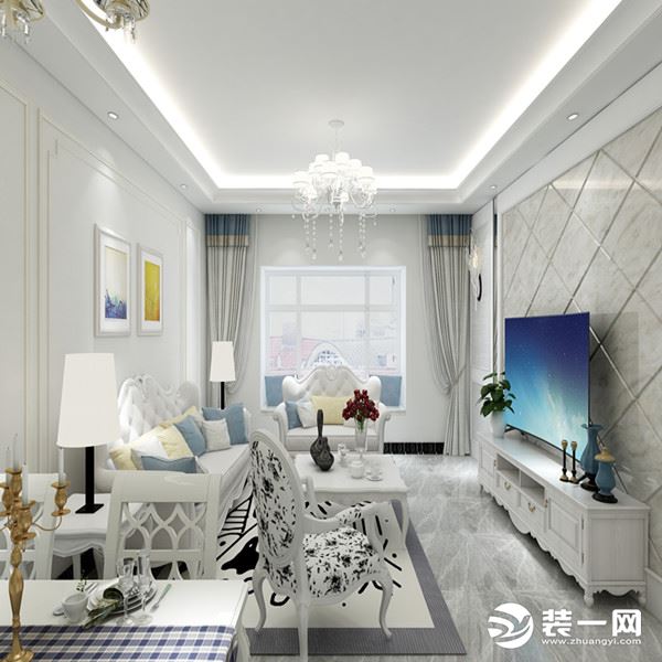 【武汉都市时空装饰】保和墨水湾二居室68.2平米客厅