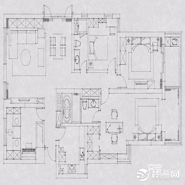 【武汉都市时空装饰】千禧城四居室165平米户型图