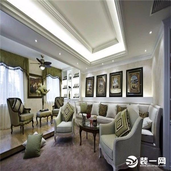 【武汉都市时空装饰】千禧城四居室160平米客厅