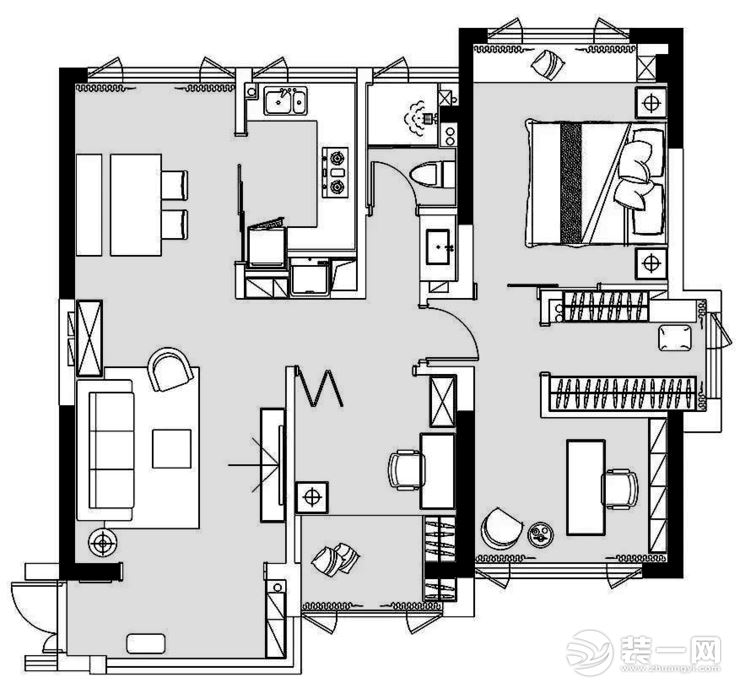 【武汉都市时空装饰】招商公园130平+欧式风+户型图 全包13万