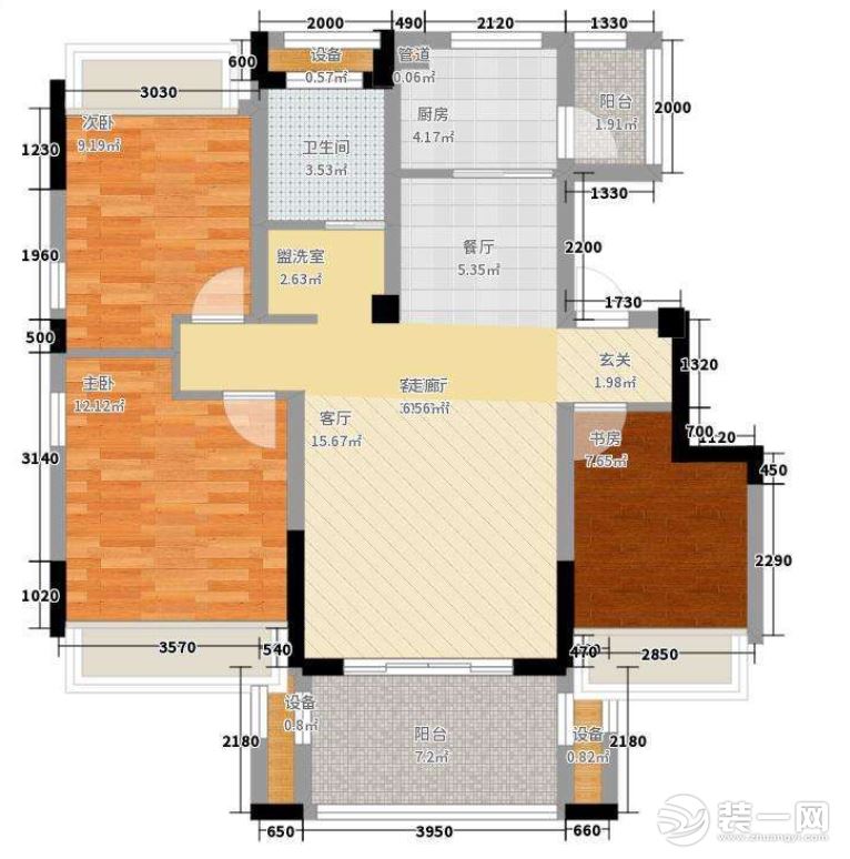 【武汉都市时空装饰】保利香颂98平米+日式风+户型图 全包10万