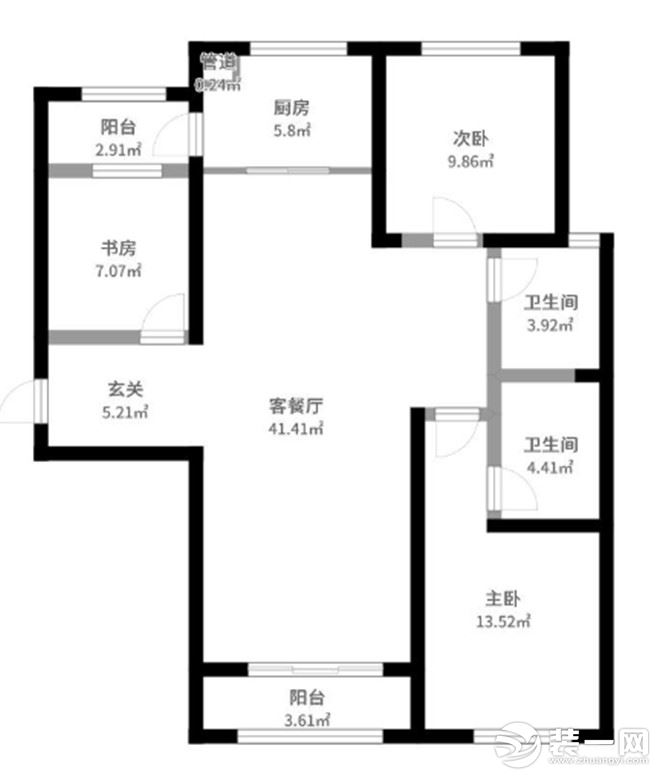 【武汉都市时空装饰】中国健康谷100平米+现代简约风+户型图 全包10万