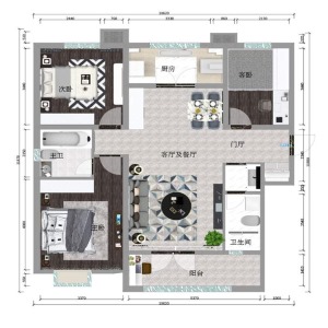 【武汉都市时空装饰】千禧城三居室142平米现代风格