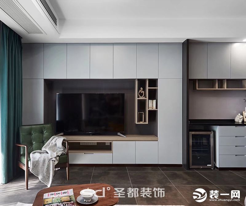 香堤家园  三居室  现代风格   电视背景实景图