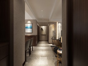 银晨国际120平三居室中式装修风格效果图过道