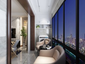 银晨国际120平三居室中式装修风格效果图阳台