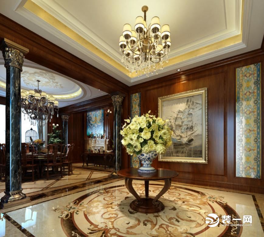 别墅装修美式古典风格设计，上海腾龙别墅设计师郭建作品，欢迎品鉴