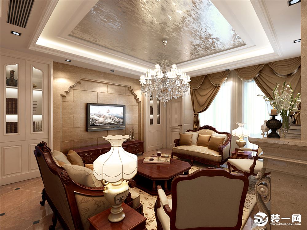绿地香颂210平别墅项目装修欧美风格设计，上海腾龙别墅设计师祝炯作品，欢迎品鉴