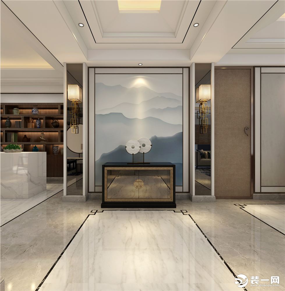 英庭名墅别墅项目装修新中式风格设计，上海腾龙别墅设计师叶剑平作品，欢迎品鉴