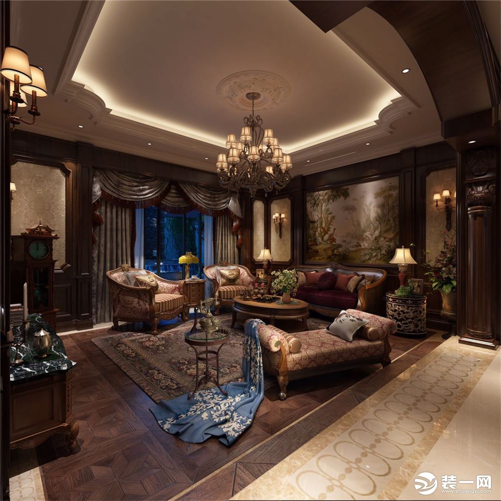 绿地香颂别墅项目装修美式风格设计，上海腾龙别墅设计师任祥付作品，欢迎品鉴
