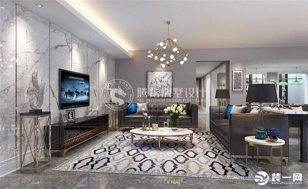 中海紫御世家280平大平层项目装修现代风格设计，上海腾龙别墅设计作品，欢迎品鉴