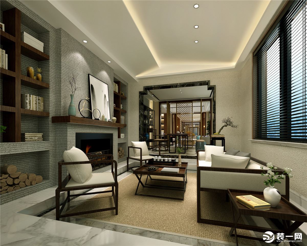 御涛园别墅项目装修新中式风格设计案例展示，上海腾龙别墅设计师林财表作品，欢迎品鉴！