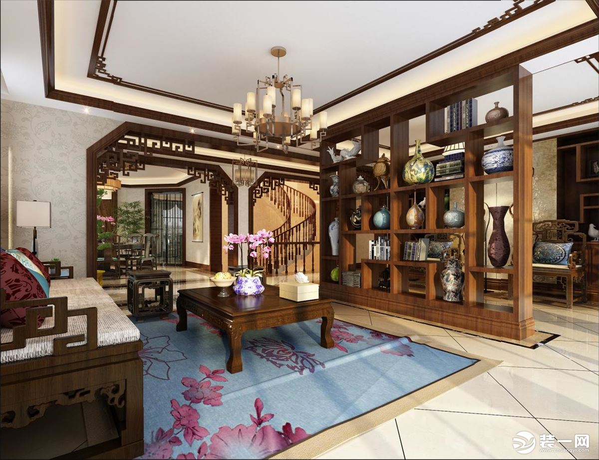 香水湾39号独栋别墅项目装修中式风格设计案例展示，上海腾龙别墅设计师刘月作品， 欢迎品鉴