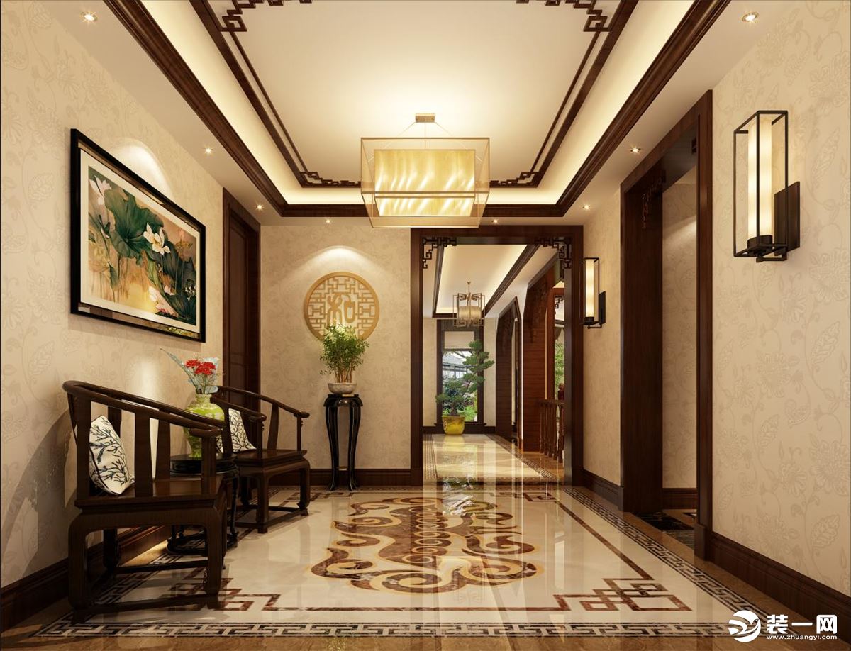 香水湾39号独栋别墅项目装修中式风格设计案例展示，上海腾龙别墅设计师刘月作品， 欢迎品鉴