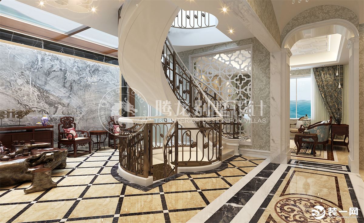 中海紫御豪庭别墅项目装修欧式古典风格设计，叶子设计作品，咨询预约电话;15800615719