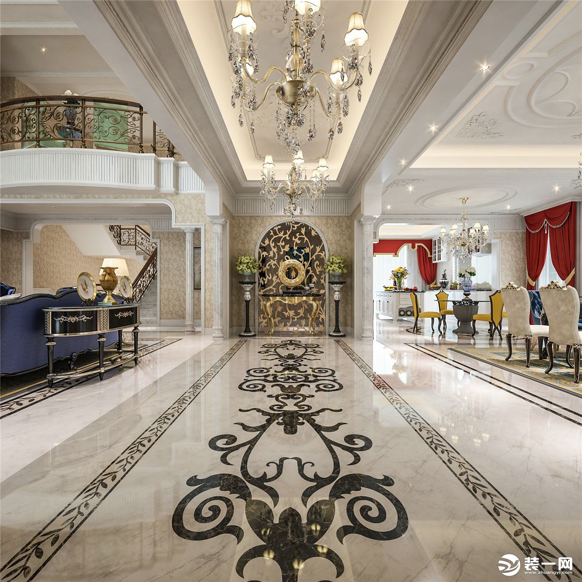 安亭高尔夫别墅项目装修法式风格设计案例，上海腾龙别墅设计咨询预约电话：15800615719