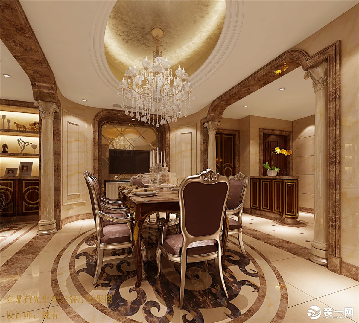 东鼎名人府邸大平层项目装修奢华古典风格设计，上海腾龙别墅设计咨询预约电话：15800615719