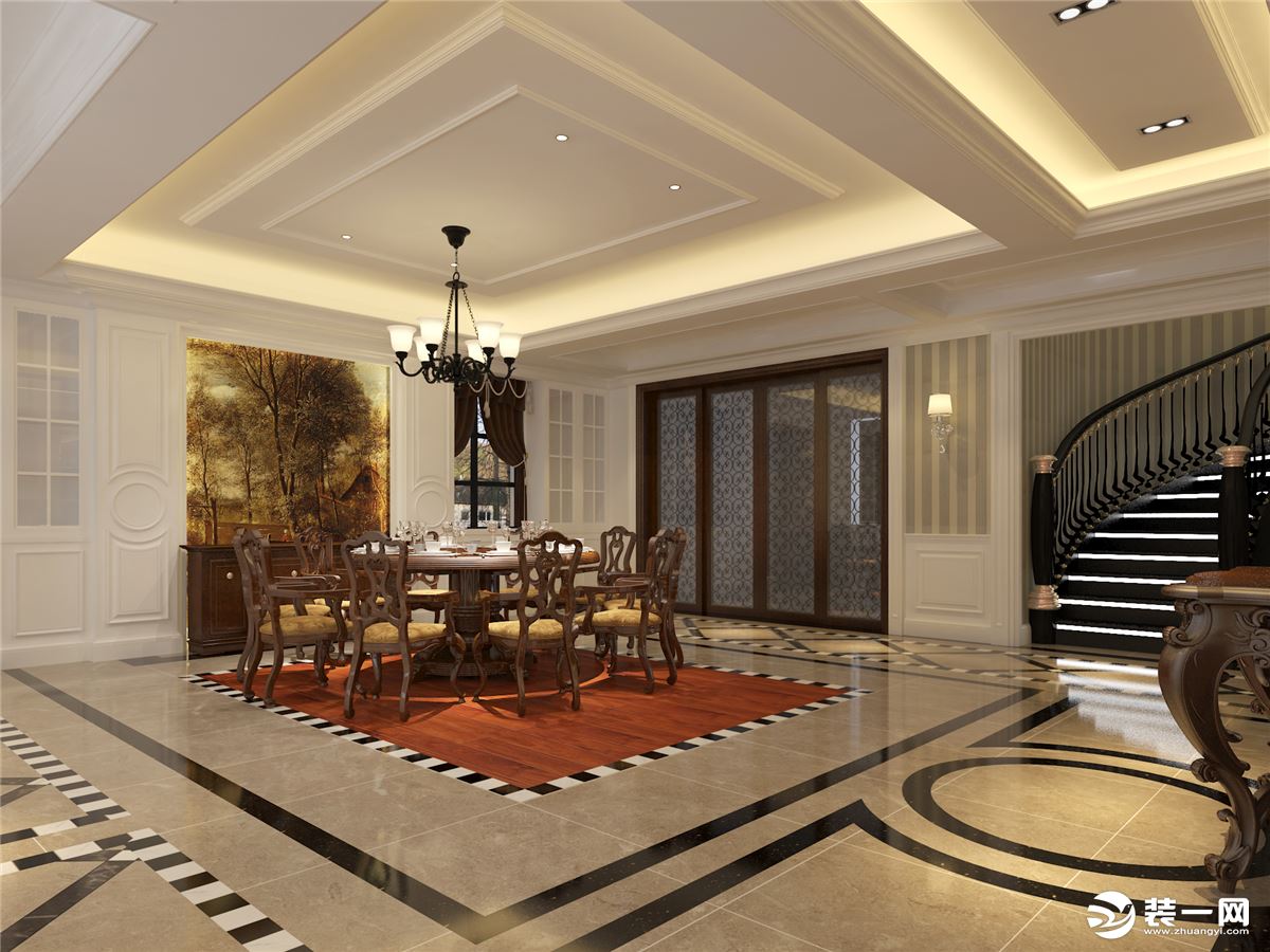 欧美风格别墅设计案例展示，上海腾龙别墅设计作品，咨询预约电话：15800615719