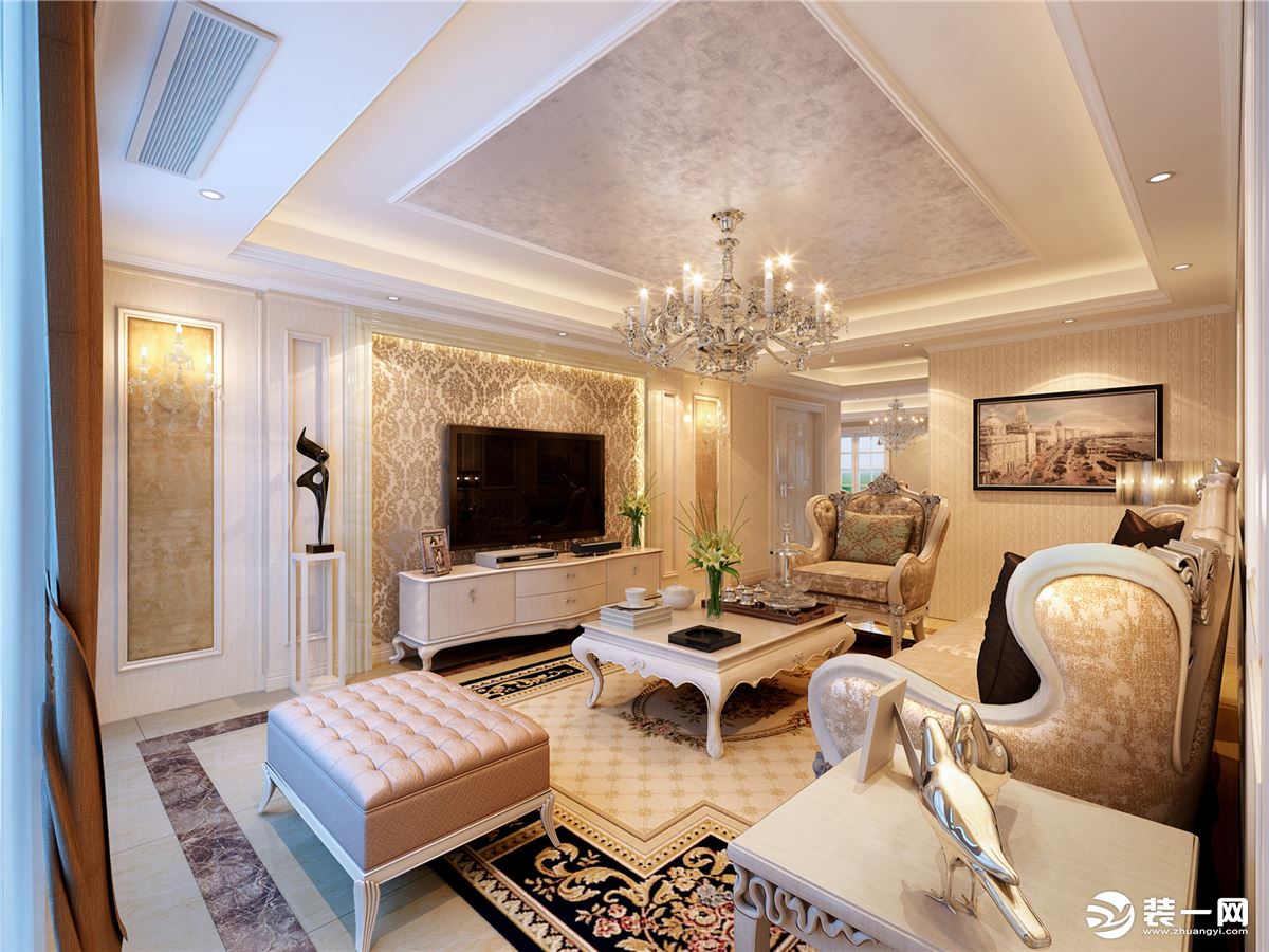 上海浦江坤庭大平层欧美风格设计案例展示，上海腾龙别墅设计咨询预约电话：15800615719