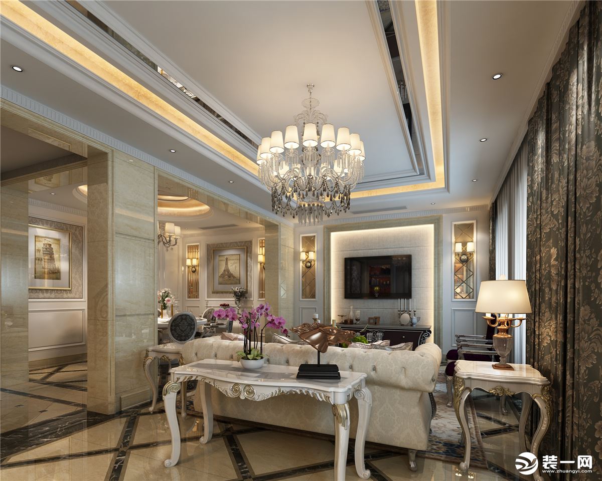 绿城玉兰花园别墅项目装修欧式古典风格设计，上海腾龙别墅设计咨询预约电话：15800615719