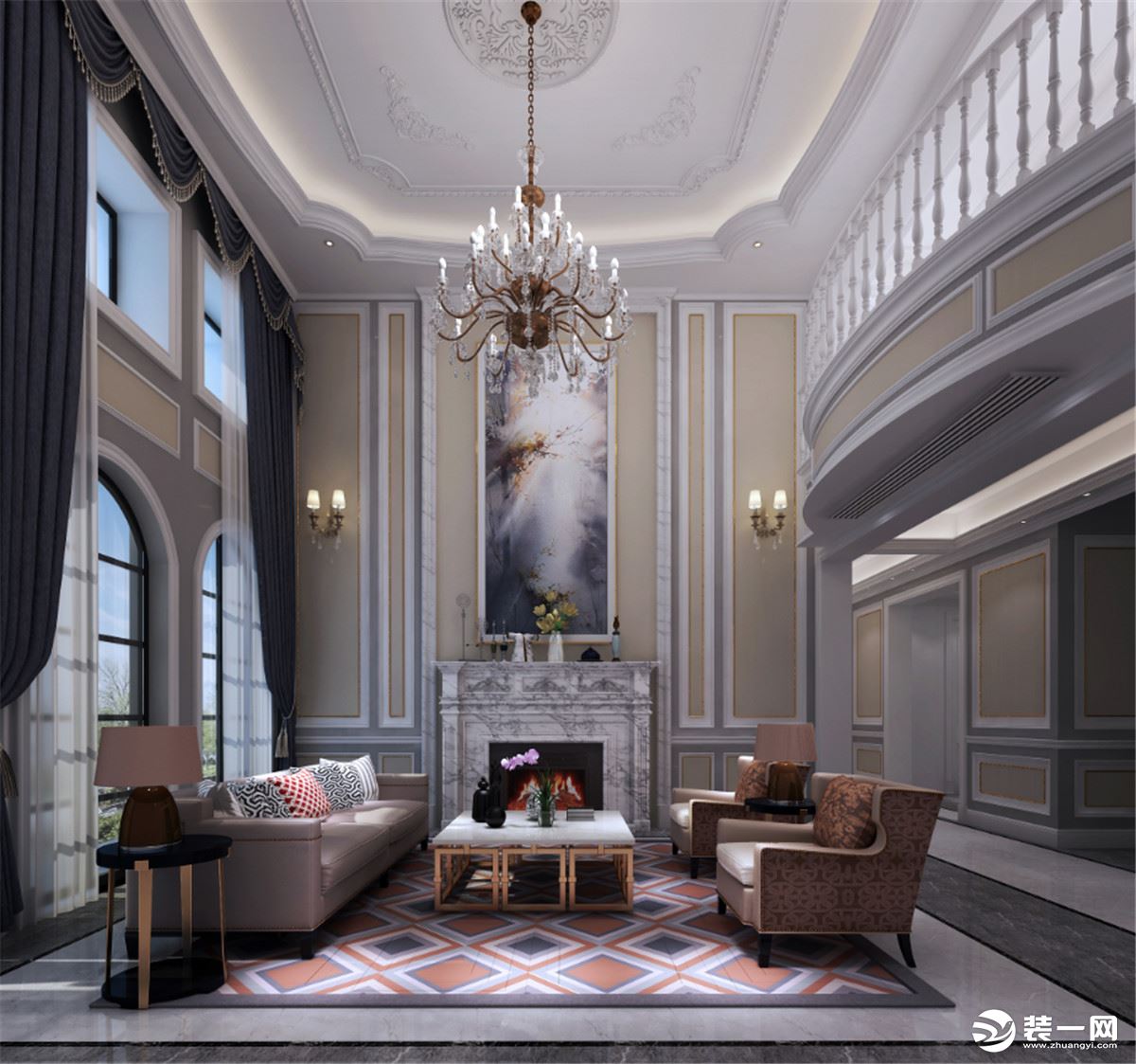 圣安德鲁斯庄园别墅项目装修轻奢法式风格设计，上海腾龙别墅设计作品，咨询预约：15800615719