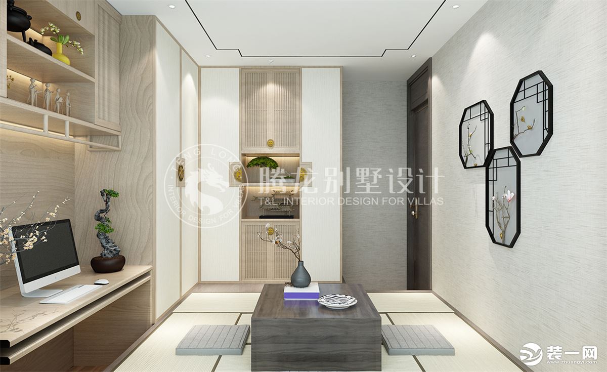 华新苑200平别墅项目装修新中式风格设计案例展示，上海腾龙别墅设计作品，