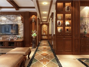 别墅装修美式风格设计案例展示，上海腾龙别墅设计师周俊作品，欢迎品鉴