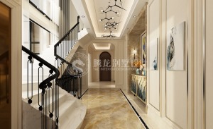 金茂逸墅570平独栋别墅项目装修简欧风格设计，上海腾龙别墅设计作品，欢迎品鉴