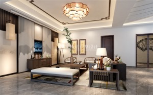 南汇皇宫半岛260平双排别墅新中式风格设计，上海腾龙别墅设计咨询预约：15800615719