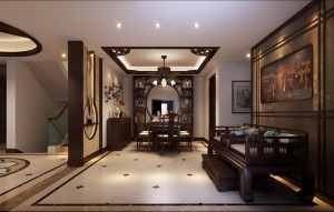 上海院子别墅项目装修新中式风格设计，上海腾龙别墅设计咨询预约电话：15800615719