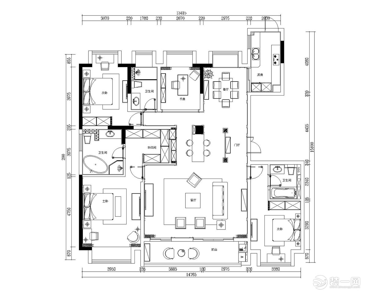 【智造家整装】绿地太湖城+美式+户型图  四室两厅全包42万