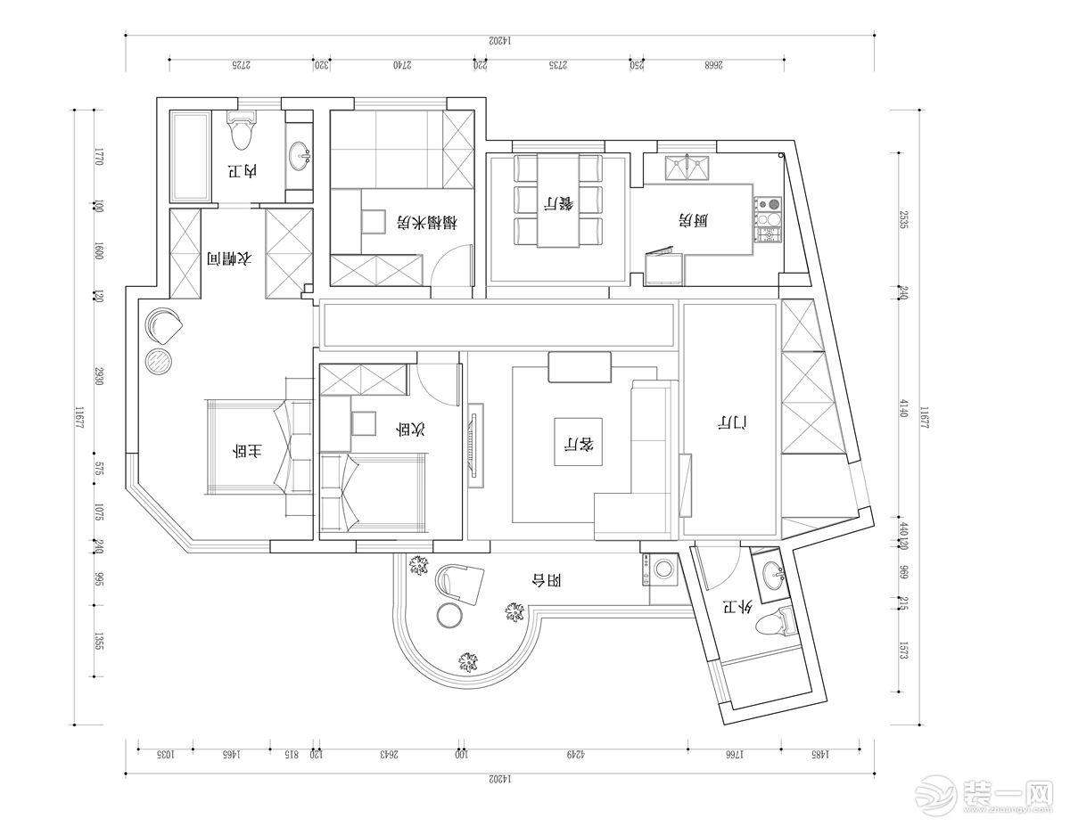 【智造家整装】加城花园+现代混搭+平面设计图+140㎡ 22.9万