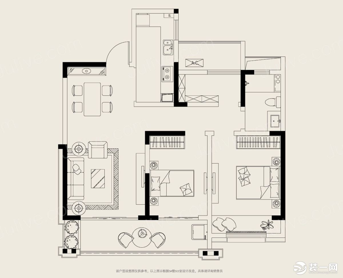 【智造家整装】南山楠+轻奢+原始平面图+95㎡ 12万