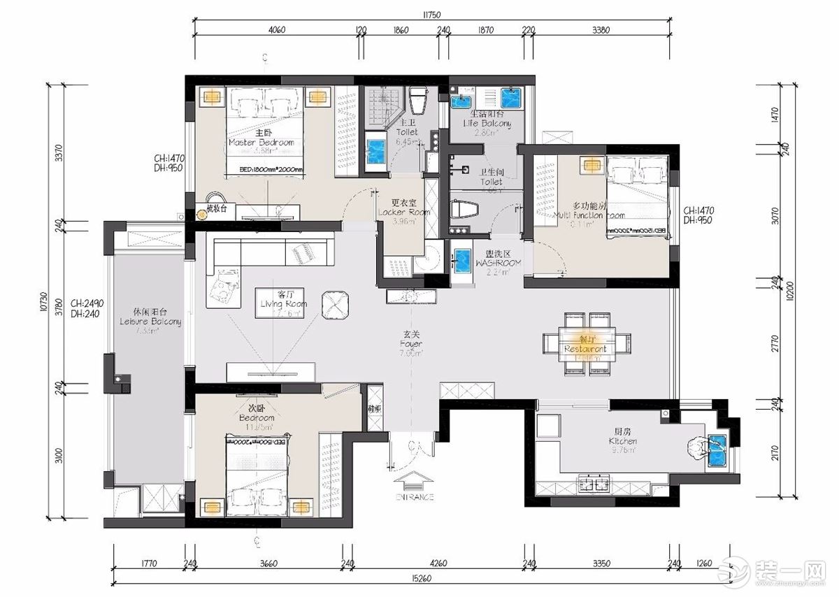 【智造家整装】建发阳光城璞悦+北欧+平面设计图+119㎡ 18万