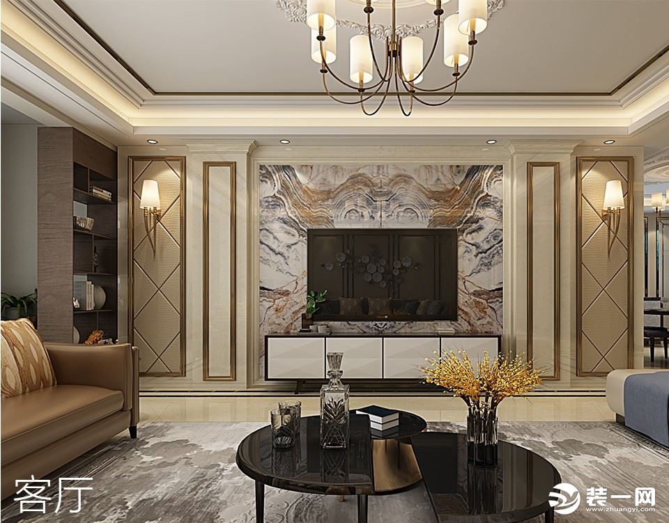 【太原一家一装饰】中正锦城117平米三居室现代轻奢风格--客厅