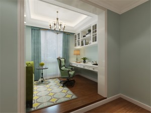 美式简约风格设计讲究简约大气、线条洗练。淡色系墙面、天花板、沙发与深色系的茶几、沙发后背墙纸相得益彰
