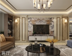【太原一家一装饰】中正锦城117平米三居室现代轻奢风格--客厅