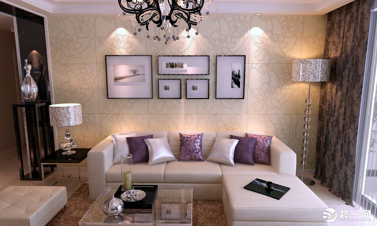 沙发背景墙颜色简单不会过于艳丽，给人带来大气、舒适的家居感。