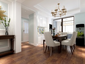 沿袭客厅白色、浅灰色和浅咖色这三种柔和温暖的颜色，突出了整个空间的包容性。