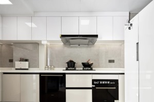 丽水圣都装饰黑白灰轻奢风格设计装修装修设计案例厨房