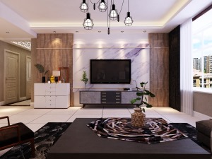 现代风格三居室客厅电视墙装修设计