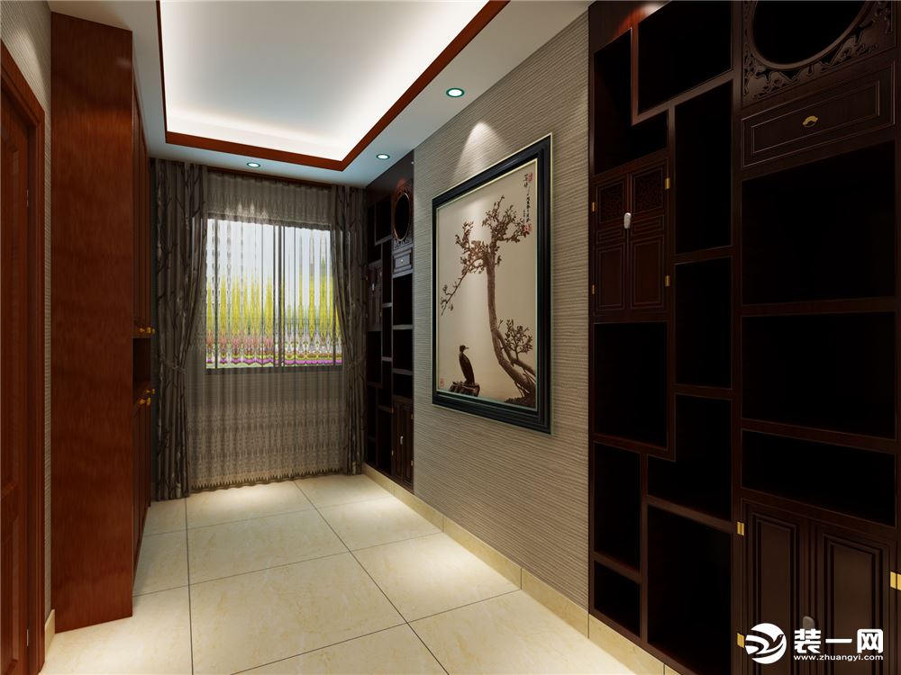 中式风格三居室玄关装修设计