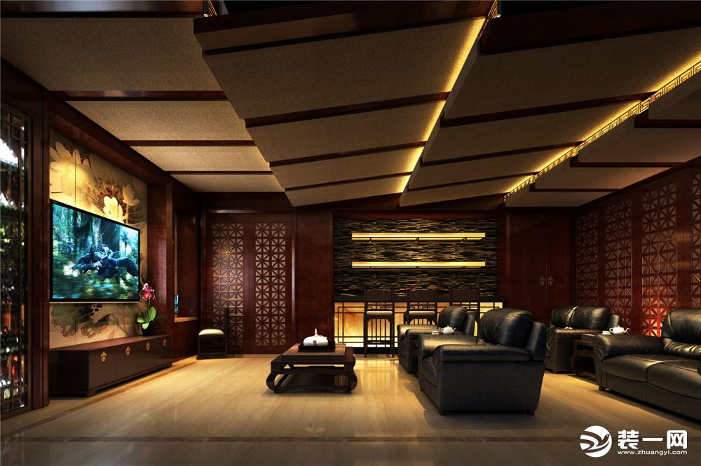 中式风格别墅放映厅装修效果图