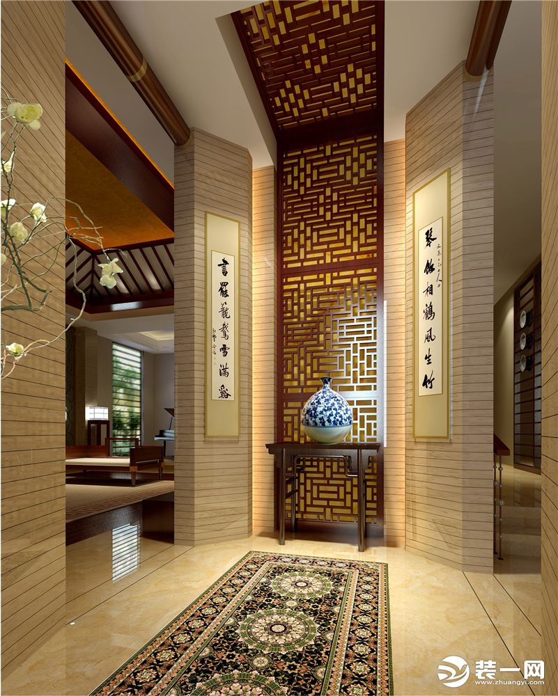 中式风格别墅玄关装修设计