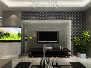 138平现代风格三居室电视背景墙装修效果图
